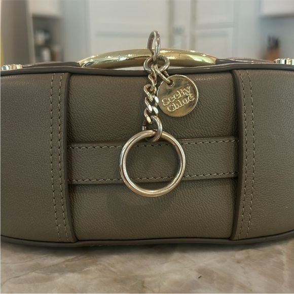 See By Chloe Taupe Leather Crossbody Bag with signature Gold Ring - Picture 4 of 9